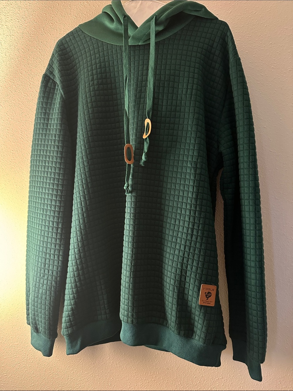 Men's Green Textured Hoodie Sweater